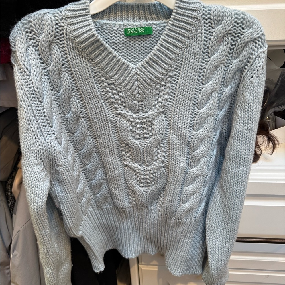 Brand new United Colors Of Benetton Light Blue Cable Knit Sweater